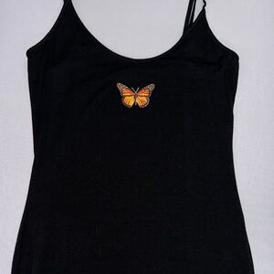 Shein Size Large Black Bodycon Dress with Butterfly Design (Barely Worn)